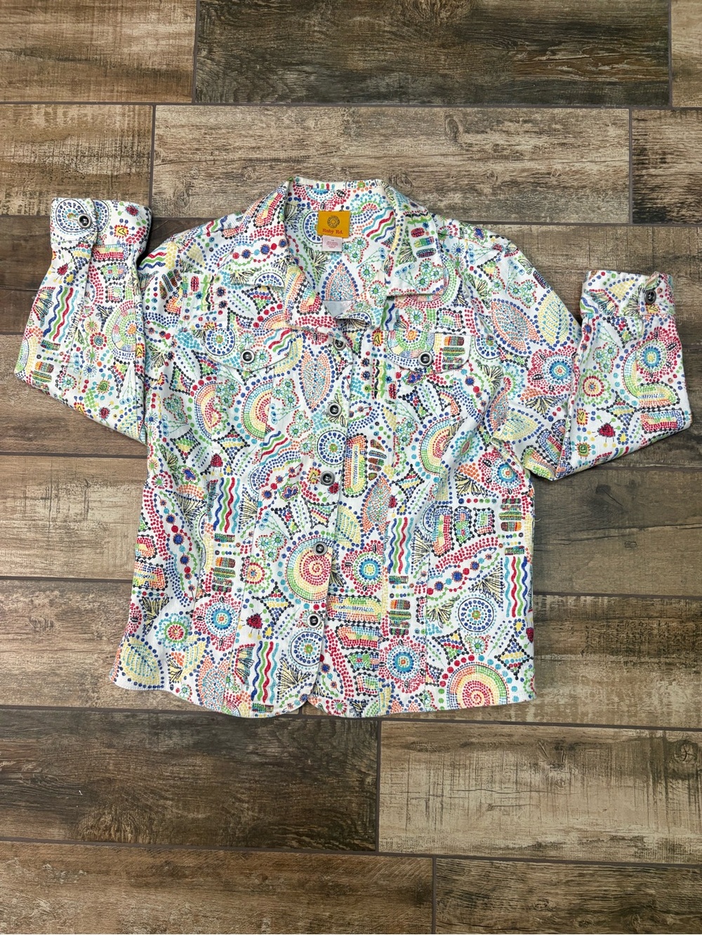 Ruby Rd. Multicolor Paisley & Dot Print Button-Down Shirt